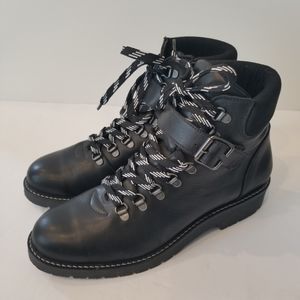 ASOS Depp Womens Black Leather Lace up Hiking Boot Size 7